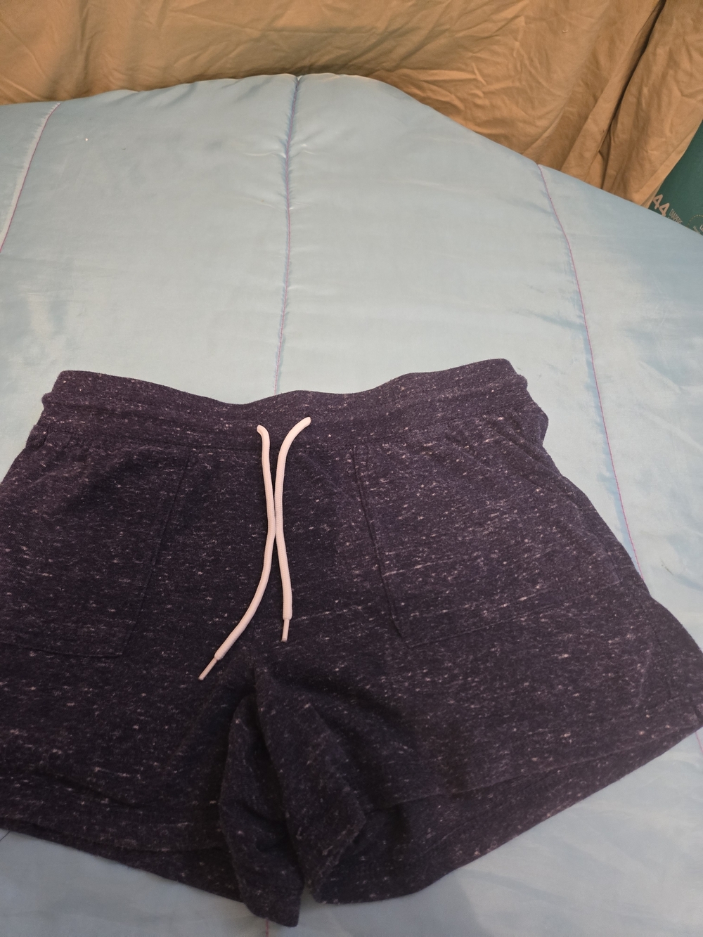 Athletic Works Navy Speckled Knit Shorts with White Drawcord